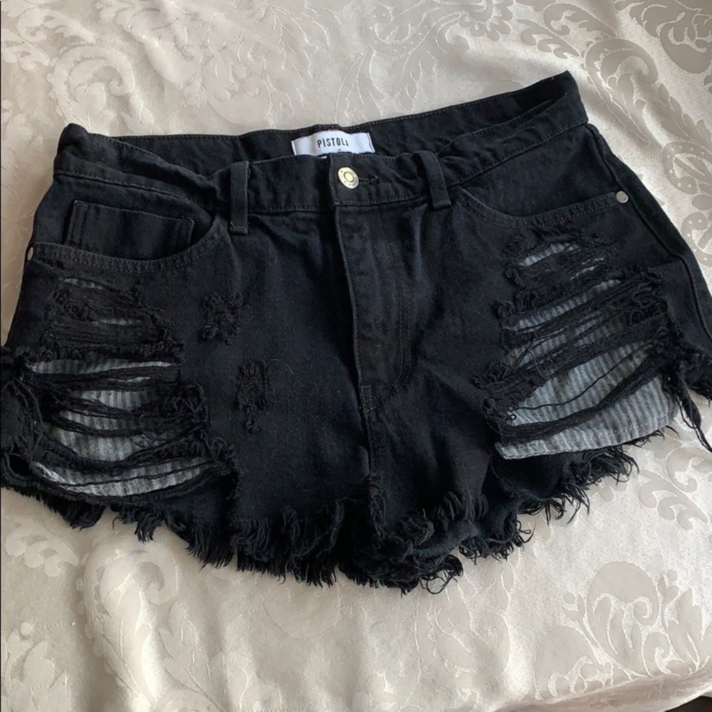 Black Denim Pistola Shorts